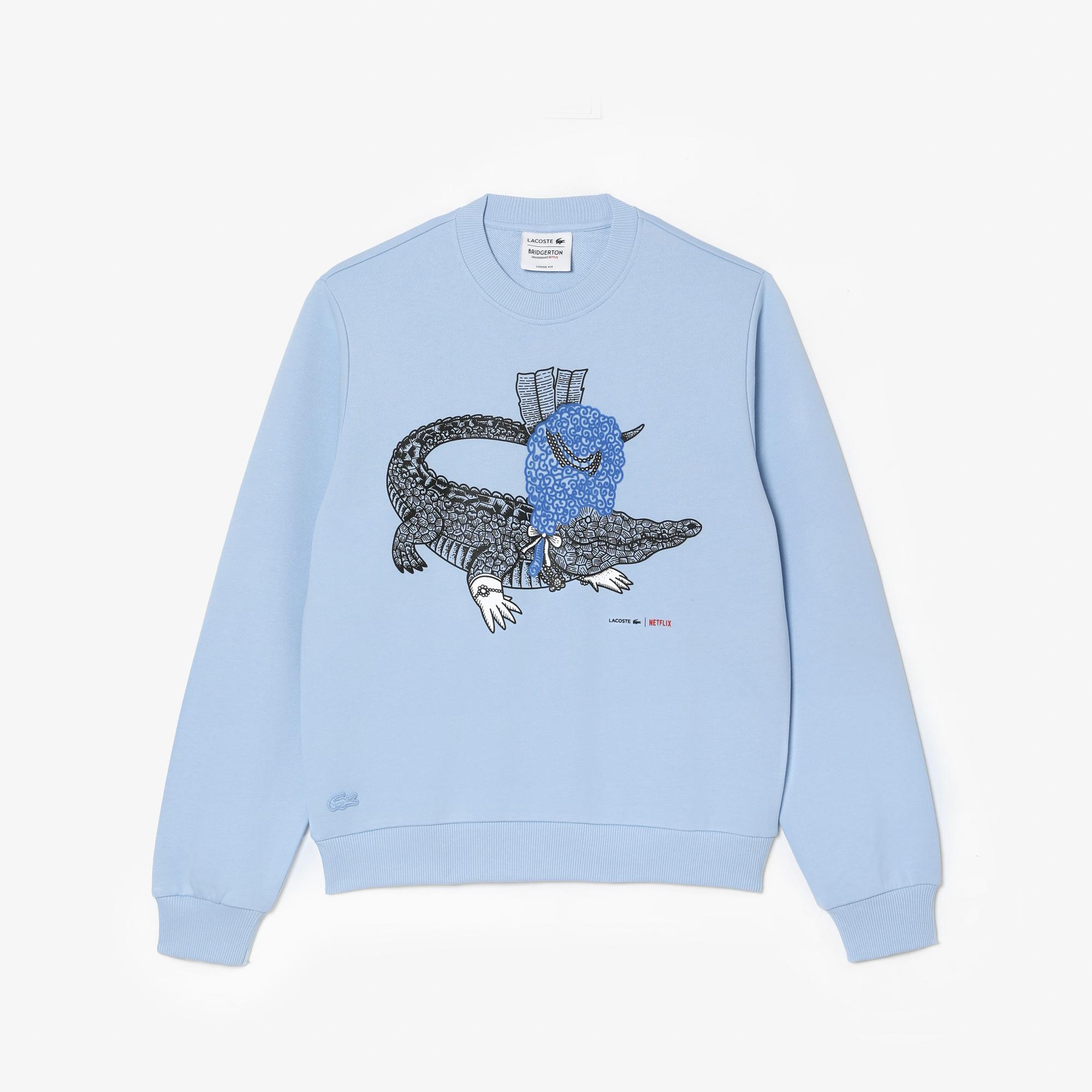 Netflix Kadın Loose Fit Bisiklet Yaka Baskılı Açık Mavi Sweatshirt