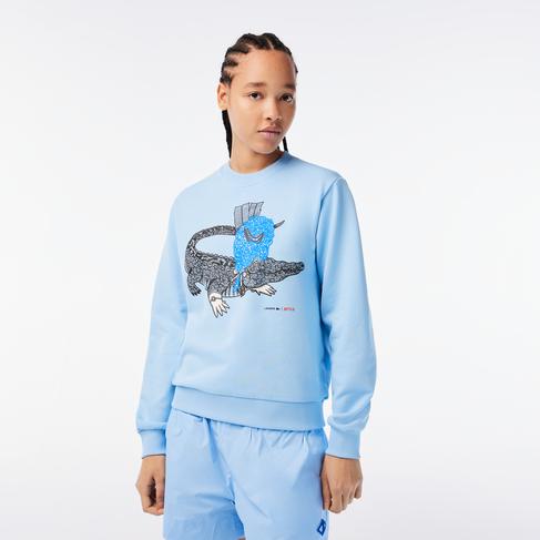  Netflix Kadın Loose Fit Bisiklet Yaka Baskılı Açık Mavi Sweatshirt