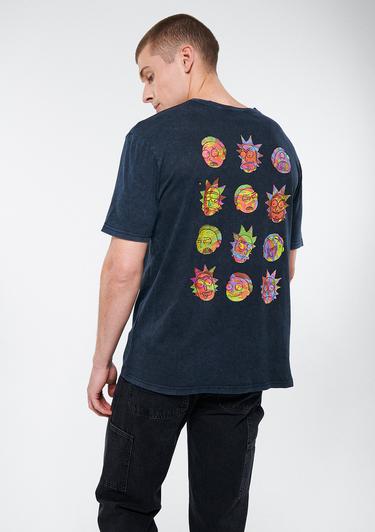  Mavi Rick and Morty Baskılı Antrasit Tişört Regular Fit / Normal Kesim 067110-34314