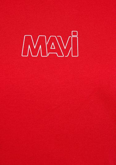  Mavi Mavi Logo Baskılı Kırmızı Tişört Oversize / Geniş Kesim 1611592-82054