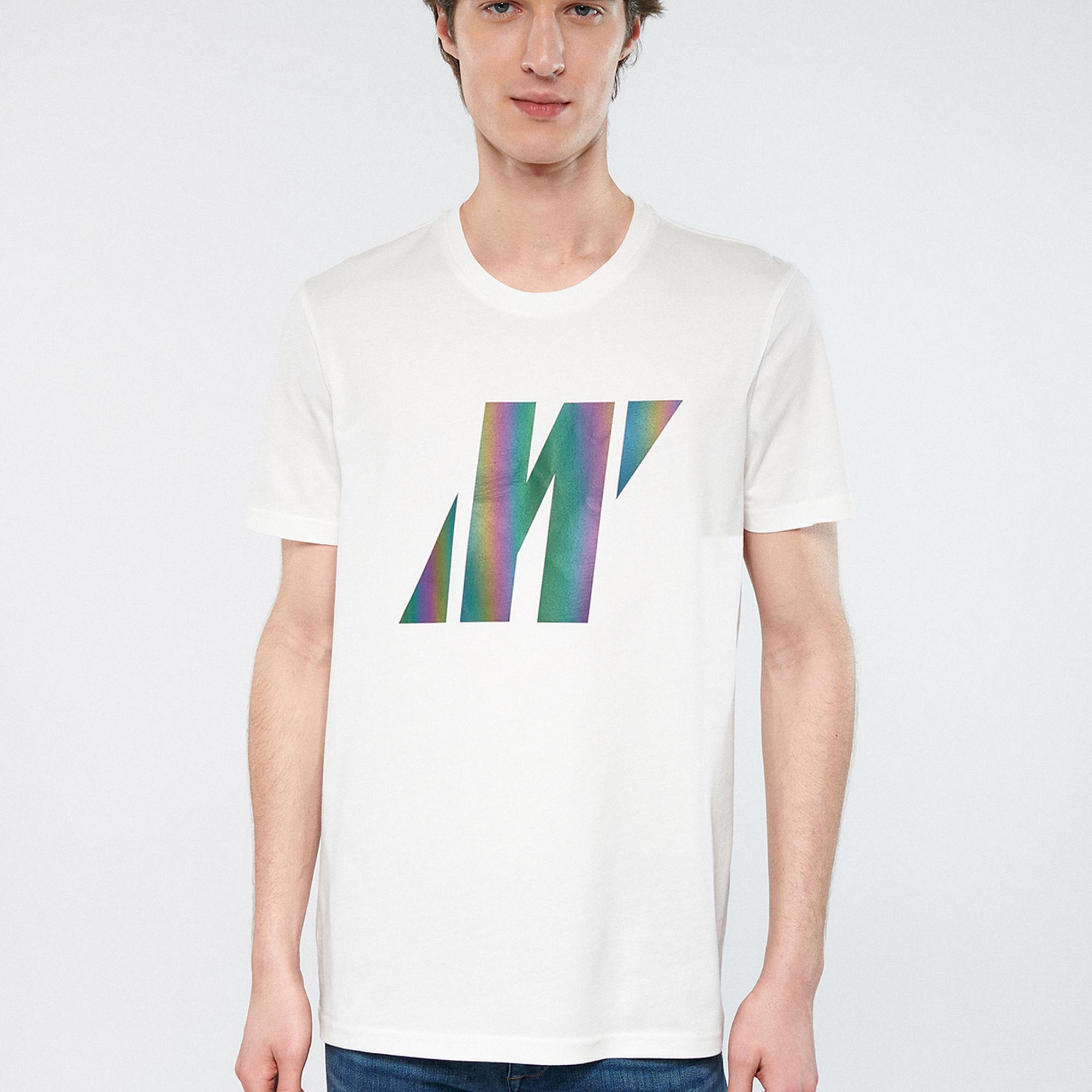 Mavi Mavi Pro Reflektör Logo Baskılı Beyaz Tişört Regular Fit / Normal Kesim 066255-30701