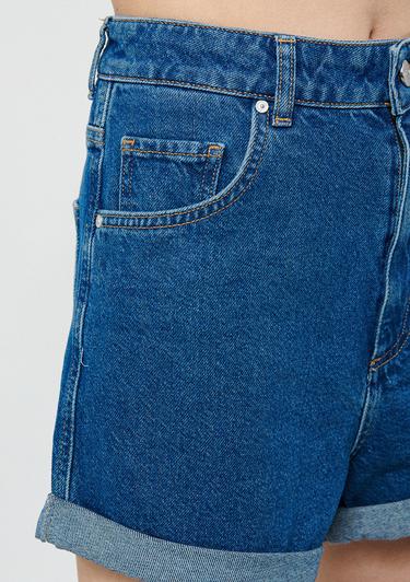  Mavi Clara Gölgeli Mavi Jean Şort 1450132042
