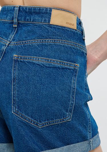  Mavi Clara Gölgeli Mavi Jean Şort 1450132042
