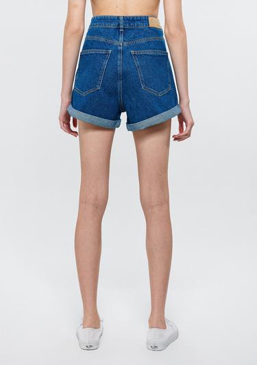  Mavi Clara Gölgeli Mavi Jean Şort 1450132042