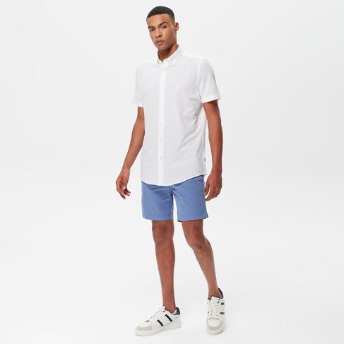  Nautica Erkek Beyaz Slim Fit Kısa Kollu Gömlek