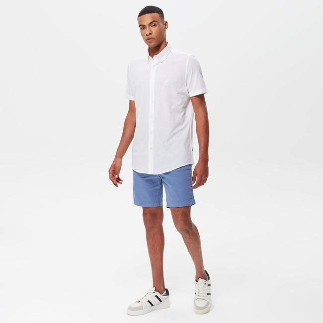  Nautica Erkek Beyaz Slim Fit Kısa Kollu Gömlek
