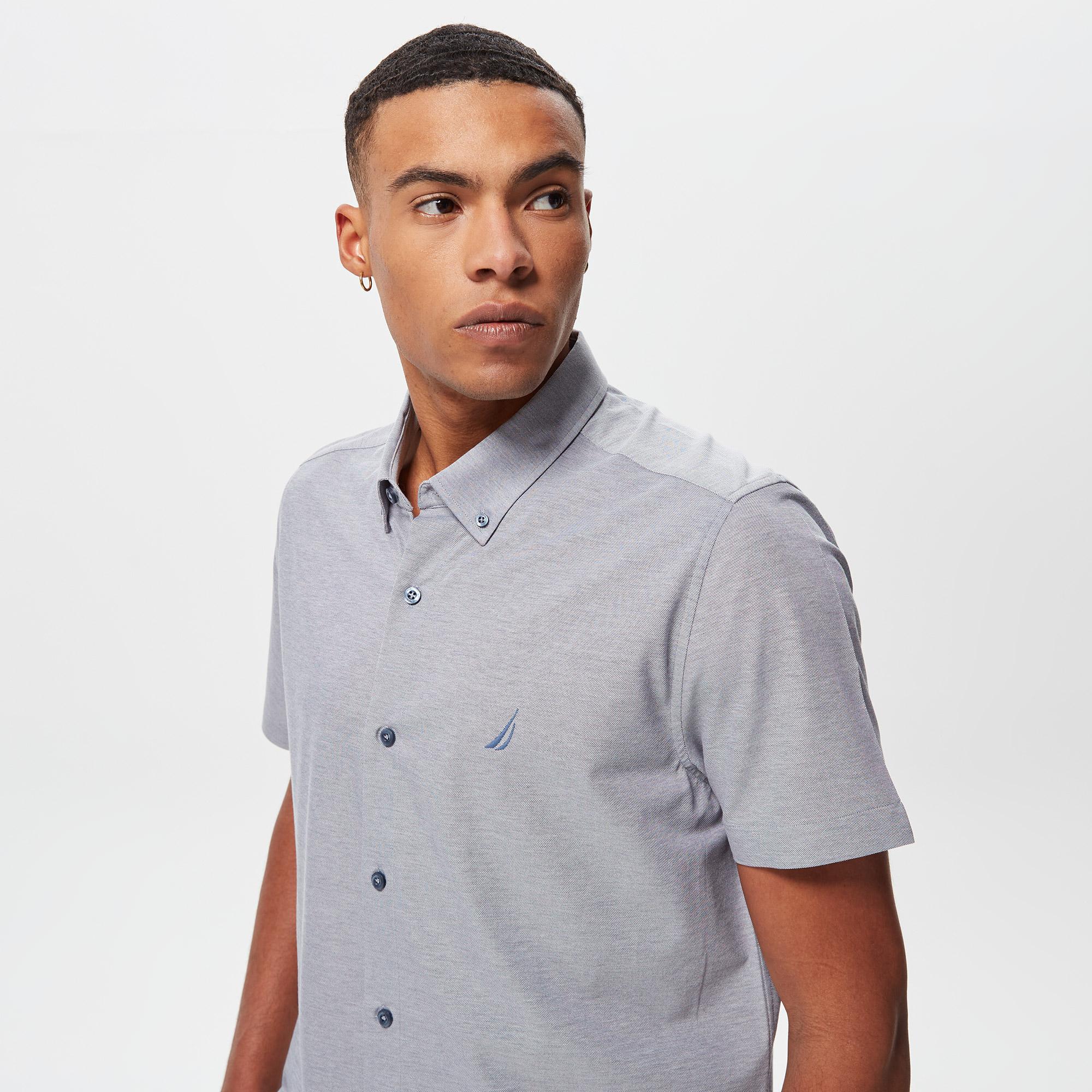 Nautica Erkek Mavi Slim Fit Kısa Kollu Gömlek