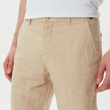  Nautica Erkek Krem Keten Bermuda