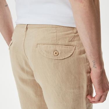  Nautica Erkek Krem Keten Bermuda
