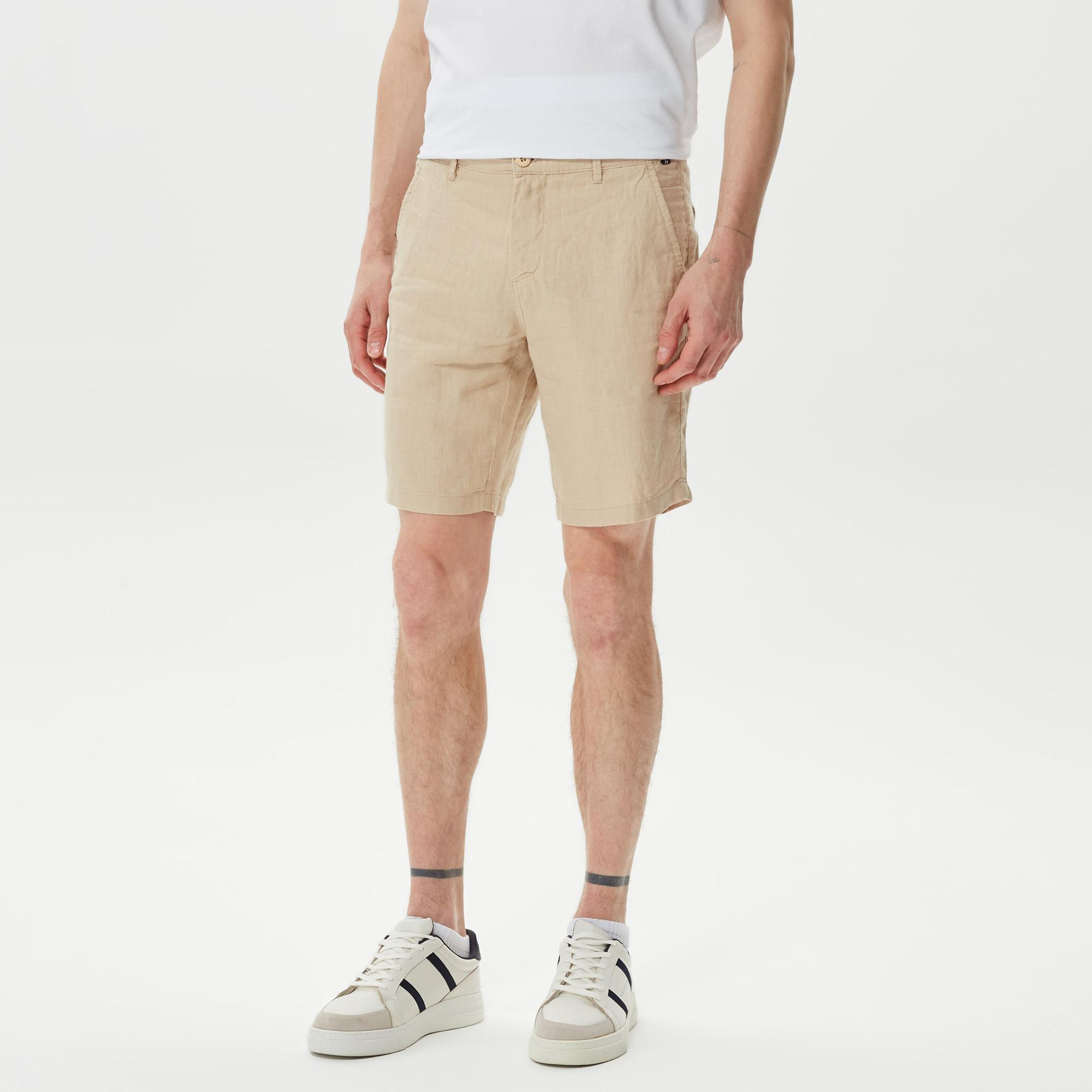 Nautica Erkek Krem Keten Bermuda