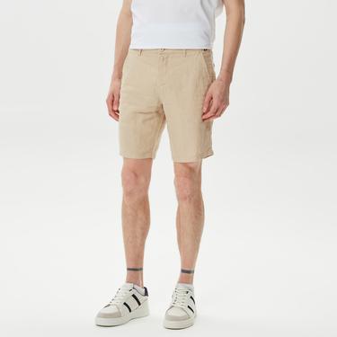 Nautica Erkek Krem Keten Bermuda