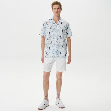  Nautica Erkek Beyaz Keten Bermuda