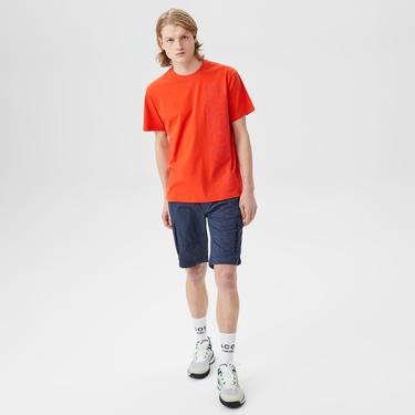  Erkek Relaxed Fit Bisiklet Yaka Baskılı Turuncu T-Shirt