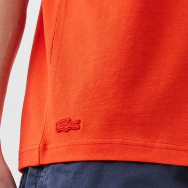  Erkek Relaxed Fit Bisiklet Yaka Baskılı Turuncu T-Shirt