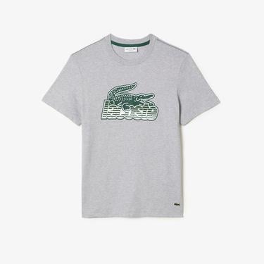  Erkek Regular Fit Bisiklet Yaka Baskılı Gri T-Shirt