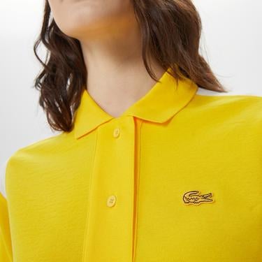  Kadın Loose Fit Renk Bloklu Sarı Polo