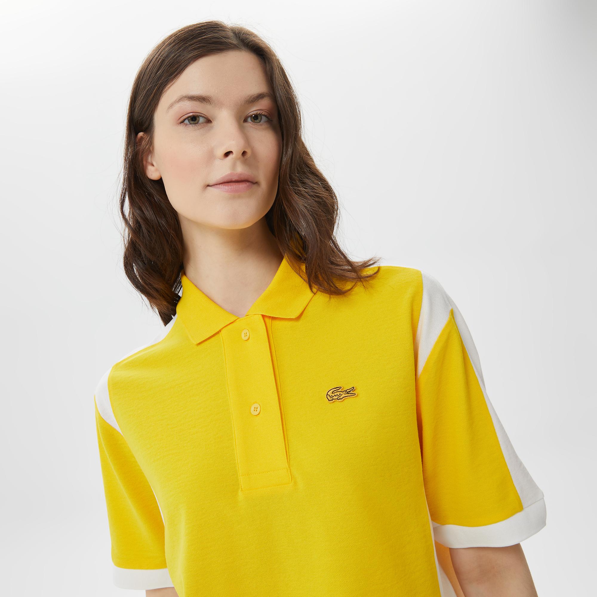 Kadın Loose Fit Renk Bloklu Sarı Polo
