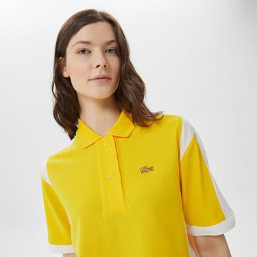  Kadın Loose Fit Renk Bloklu Sarı Polo