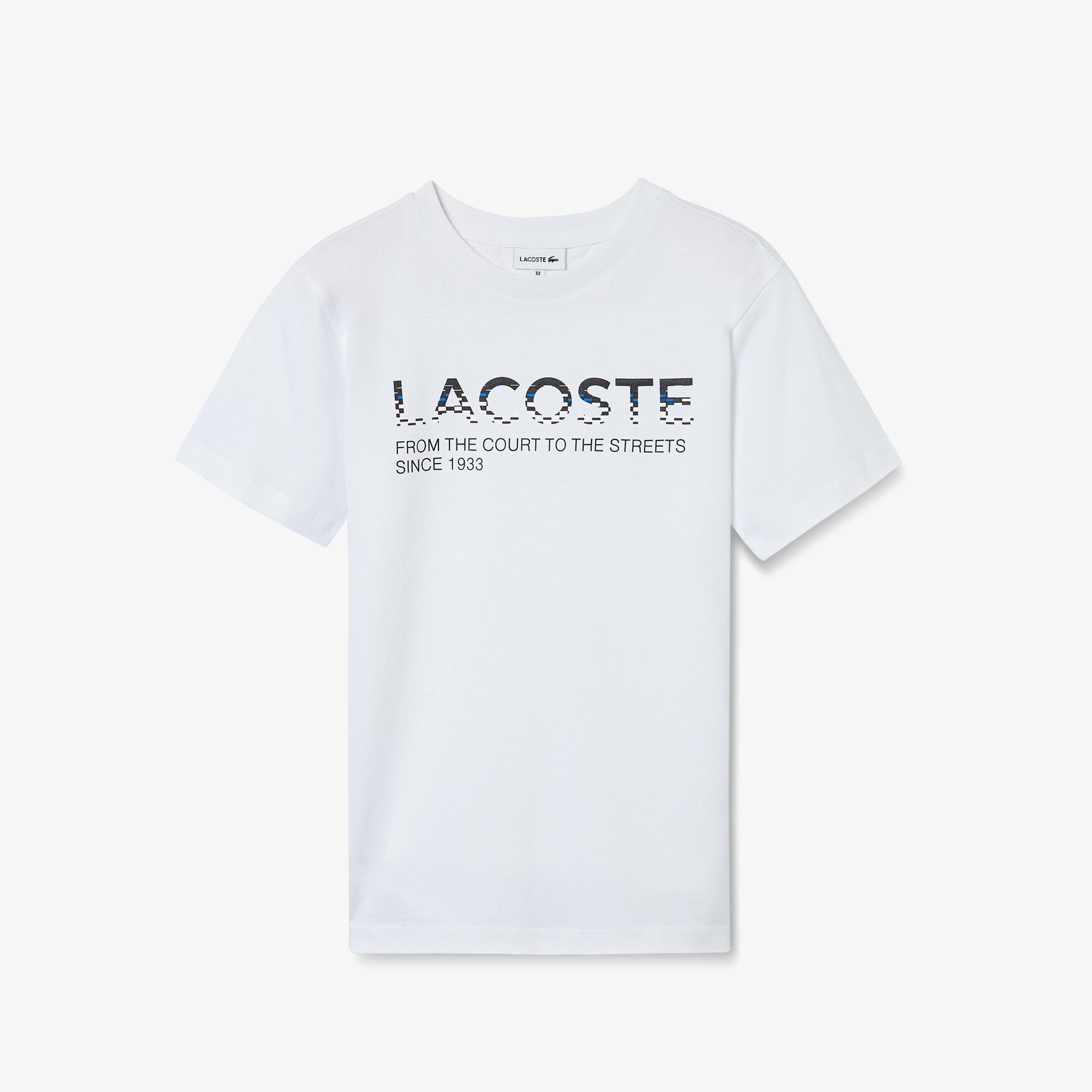 Lacoste Çocuk Baskılı Beyaz T-Shirt