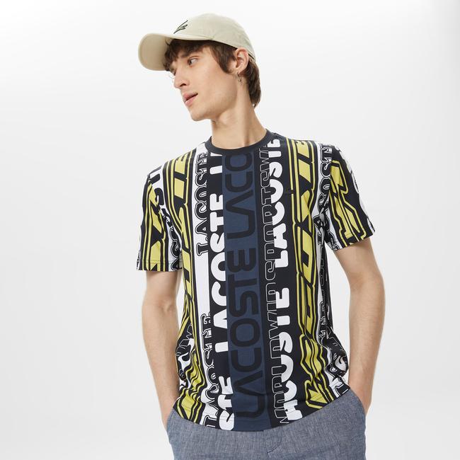  Erkek Regular Fit Bisiklet Yaka Baskılı Siyah T-Shirt