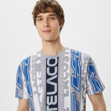  Erkek Regular Fit Bisiklet Yaka Baskılı Gri T-Shirt