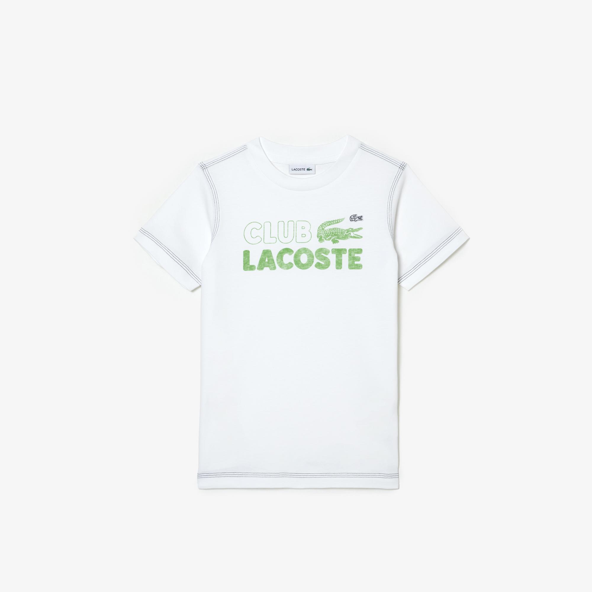 Lacoste Çocuk Baskılı Beyaz T-Shirt