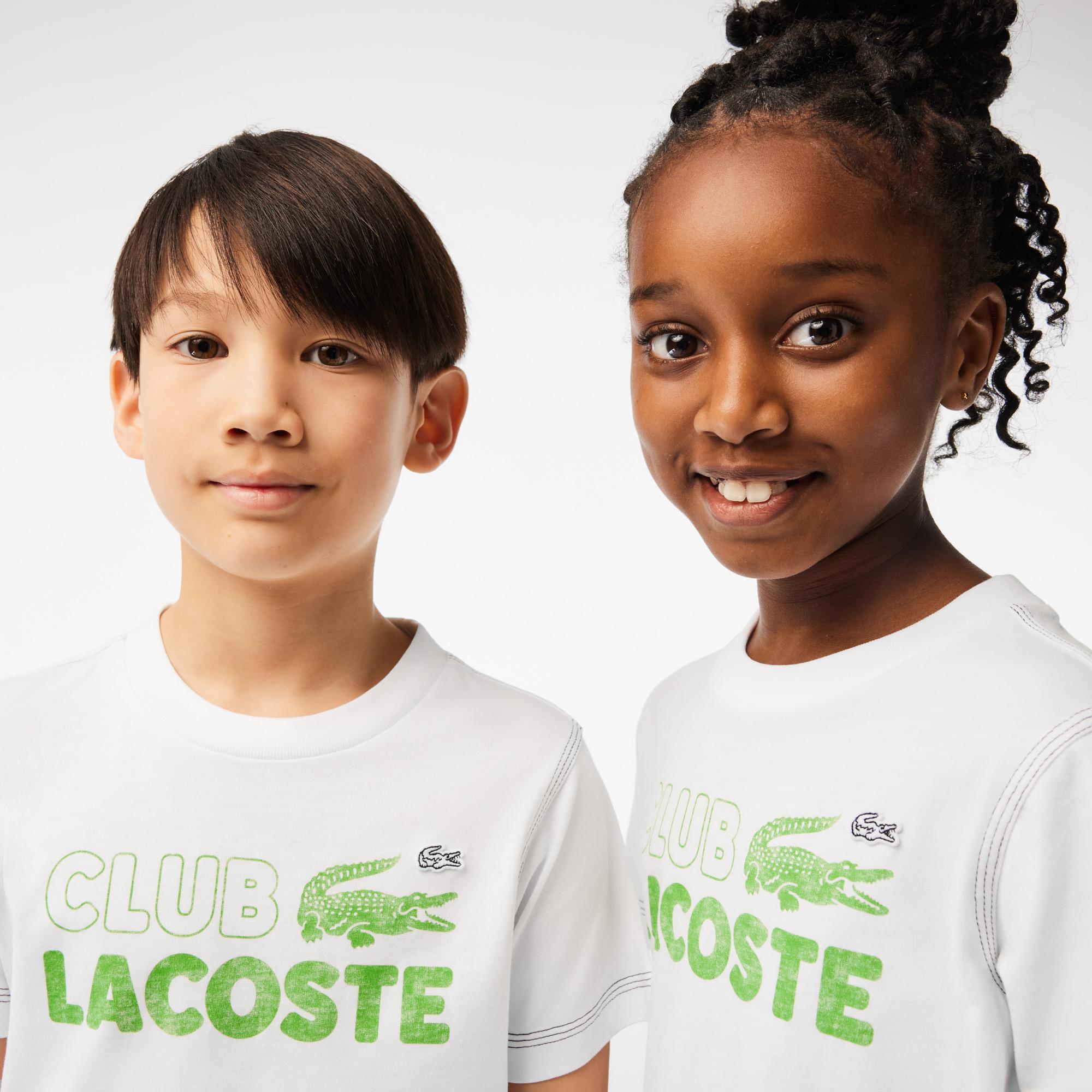 Lacoste Çocuk Baskılı Beyaz T-Shirt