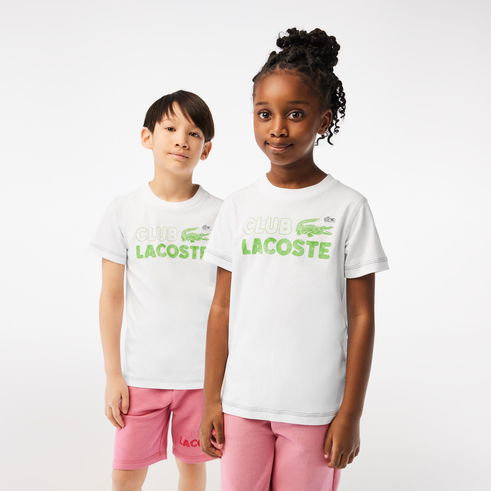 Lacoste Çocuk Baskılı Beyaz T-Shirt