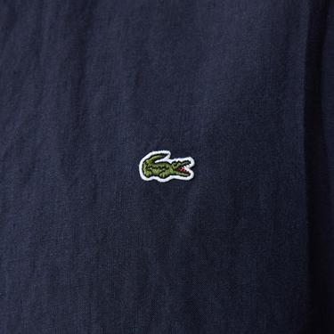  Lacoste Erkek Regular Fit Düğmeli Yaka Keten Lacivert Gömlek