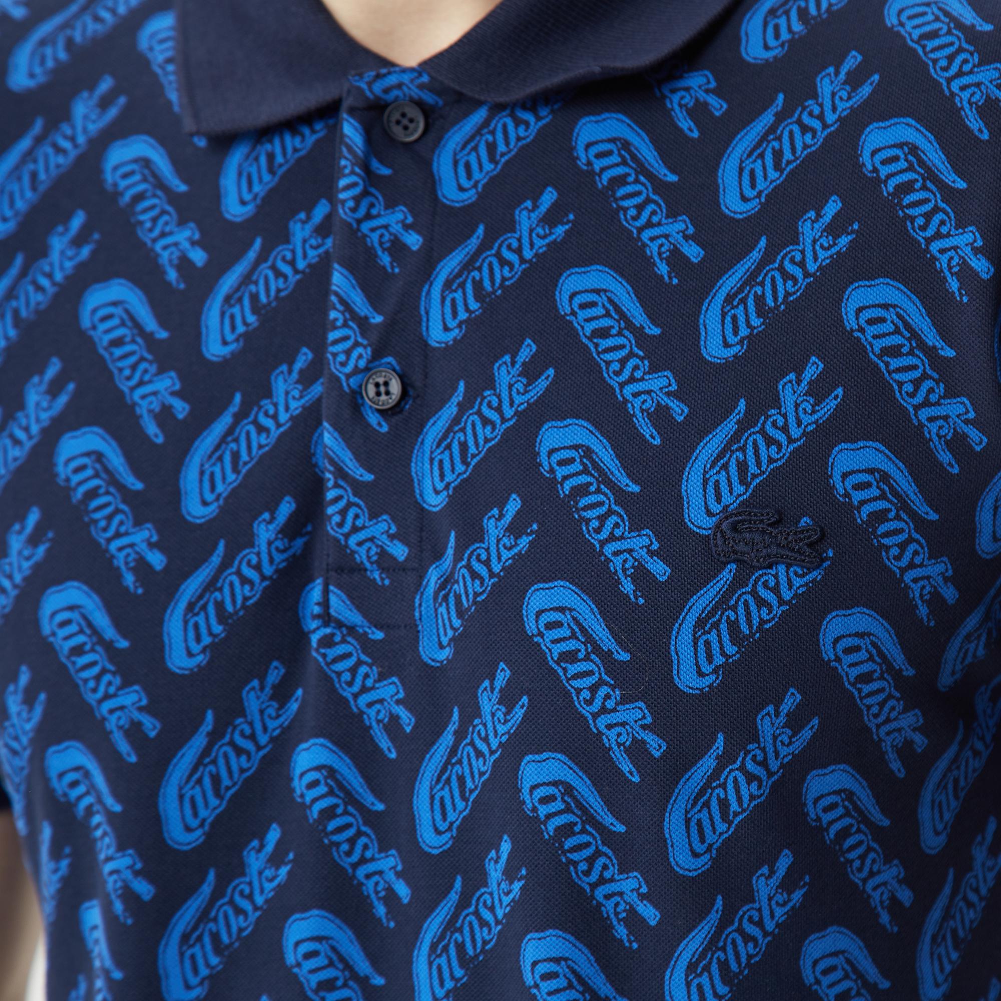 Erkek Slim Fit Desenli Lacivert Polo