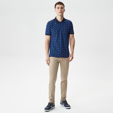  Erkek Slim Fit Desenli Lacivert Polo