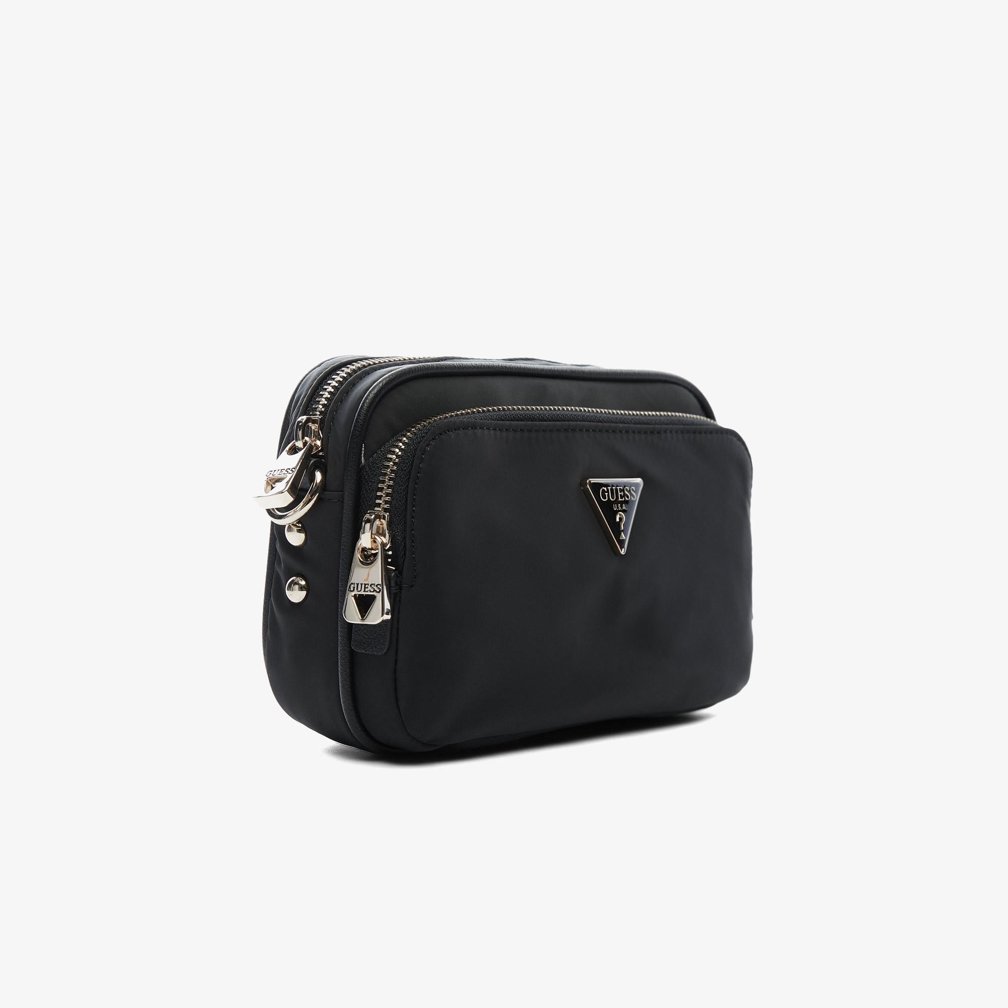 Guess Eco Gemma Tote Crossbody Camera Kadın Siyah Çapraz Çanta