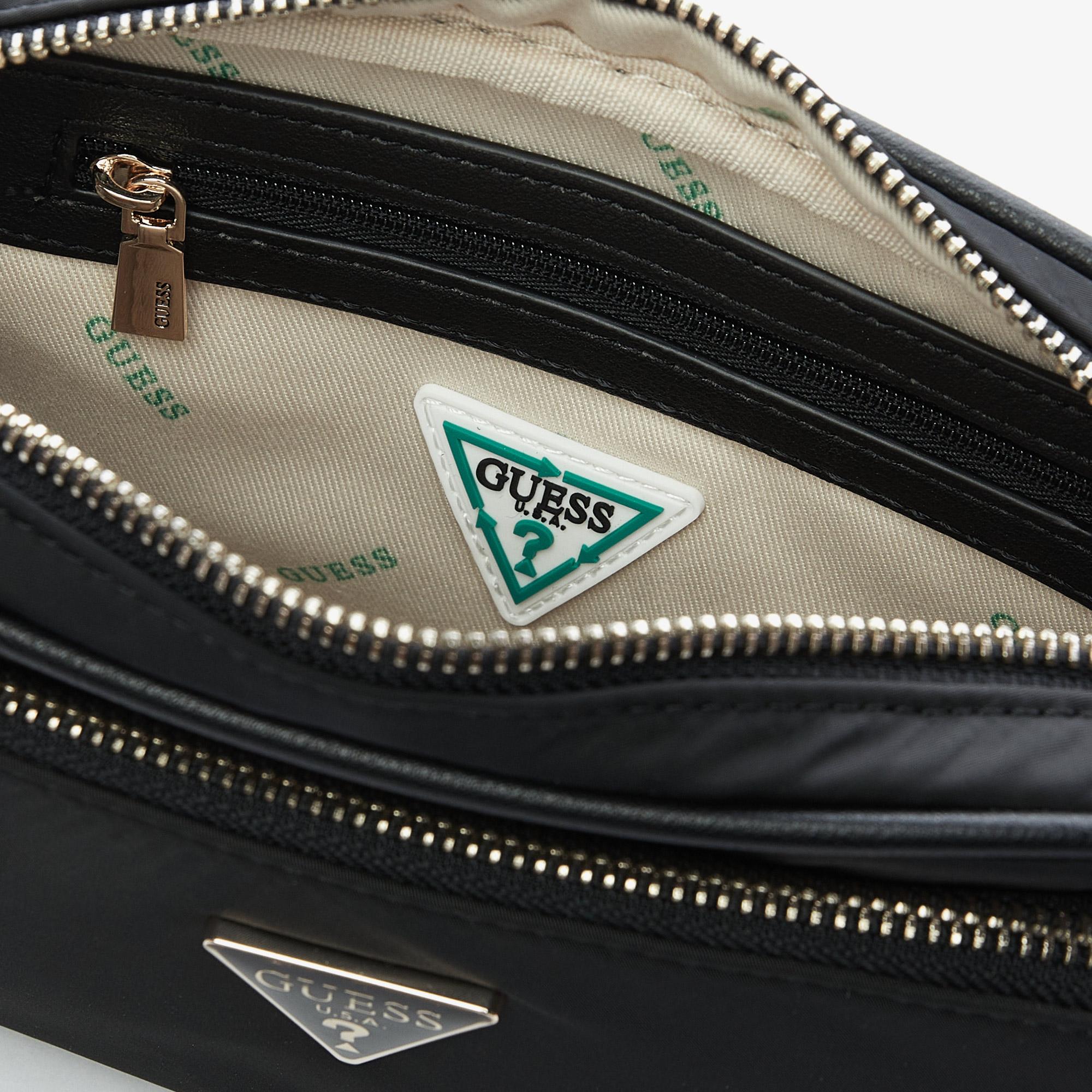 Guess Eco Gemma Tote Crossbody Camera Kadın Siyah Çapraz Çanta