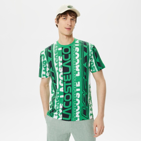  Erkek Regular Fit Bisiklet Yaka Baskılı Yeşil T-Shirt