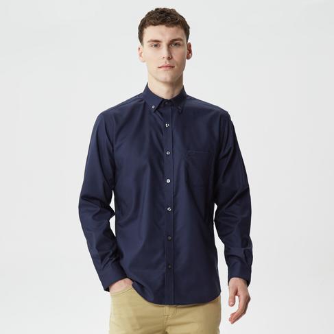  Erkek Regular Fit Düğmeli Yaka Lacivert Gömlek
