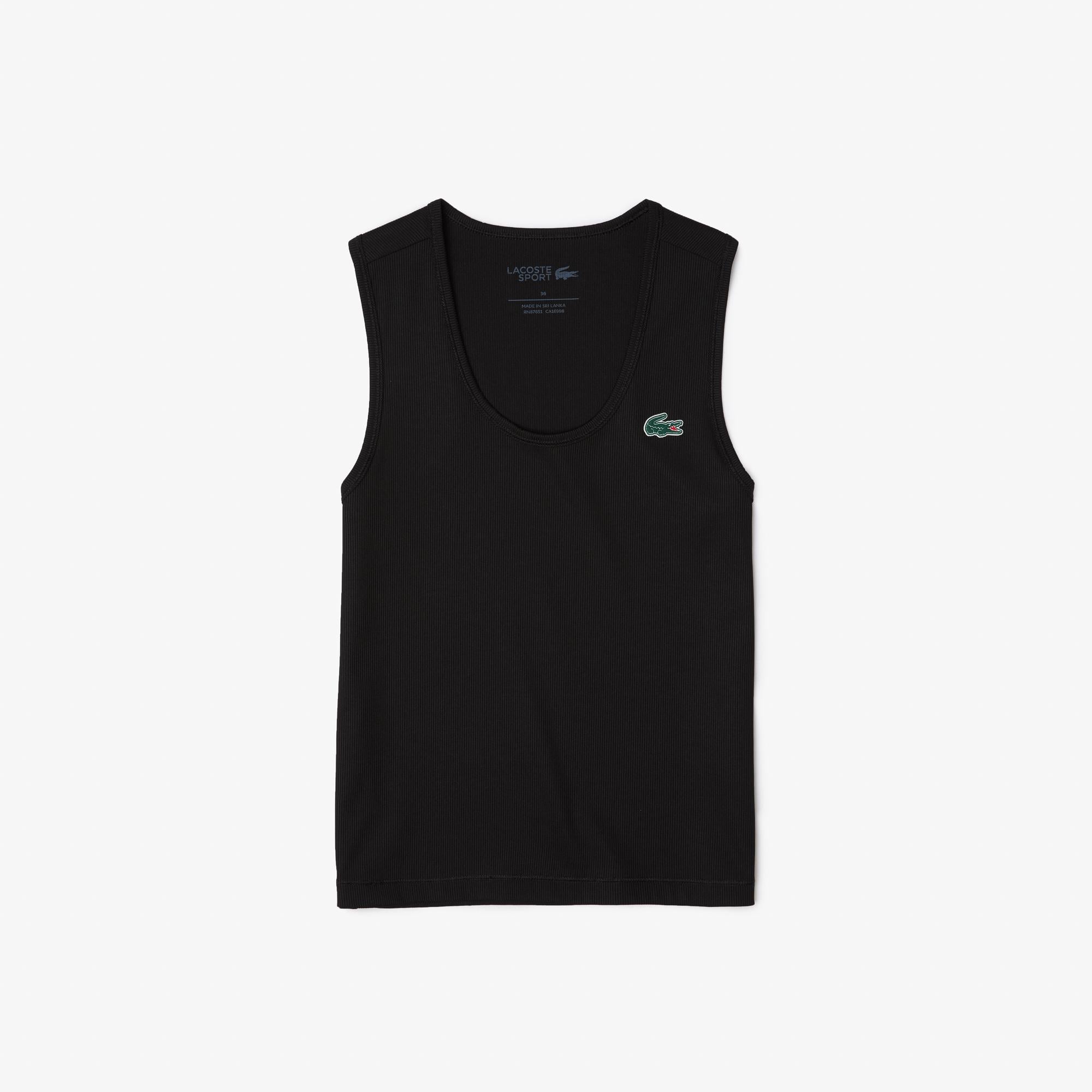 Lacoste SPORT Kadın Slim Fit Bisiklet Yaka Siyah Atlet