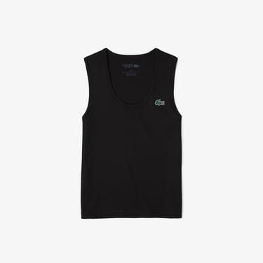  Lacoste SPORT Kadın Slim Fit Bisiklet Yaka Siyah Atlet
