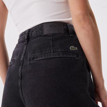  Kadın Loose Fit Denim Siyah Bermuda