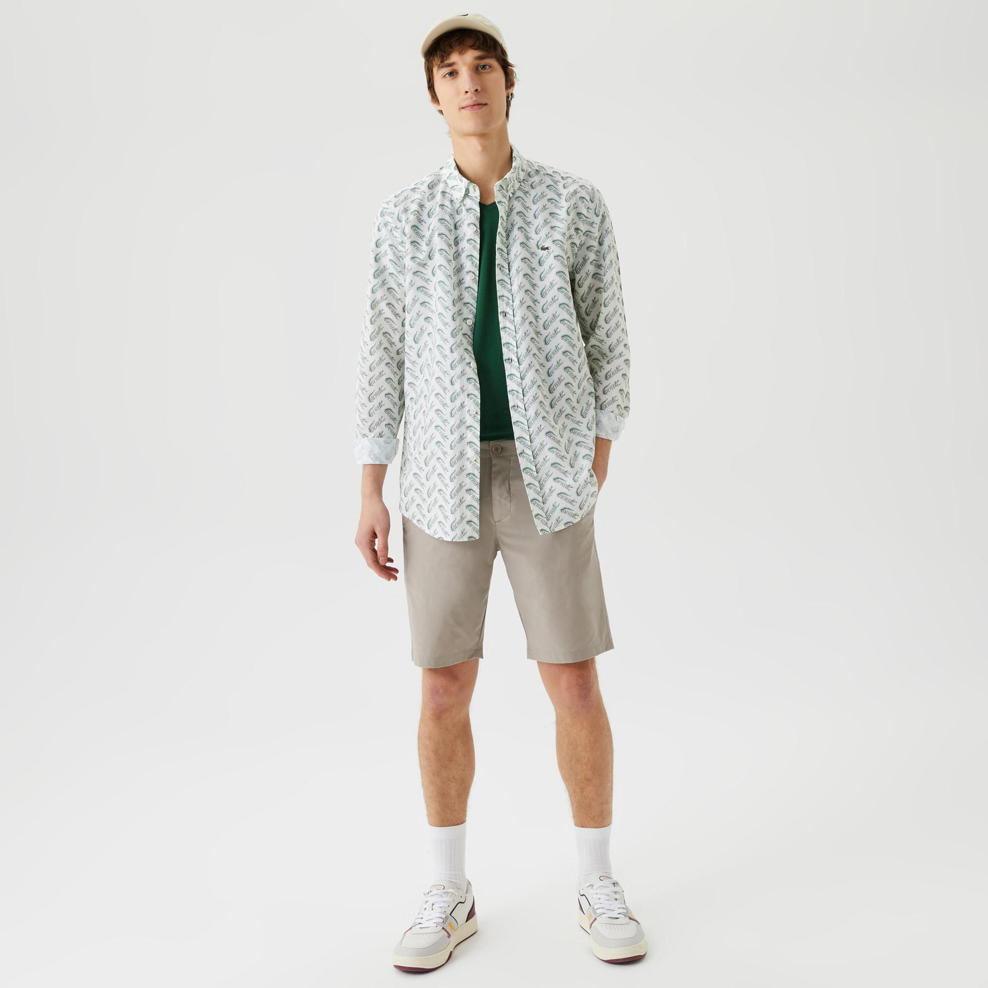 Erkek Slim Fit Gri Bermuda