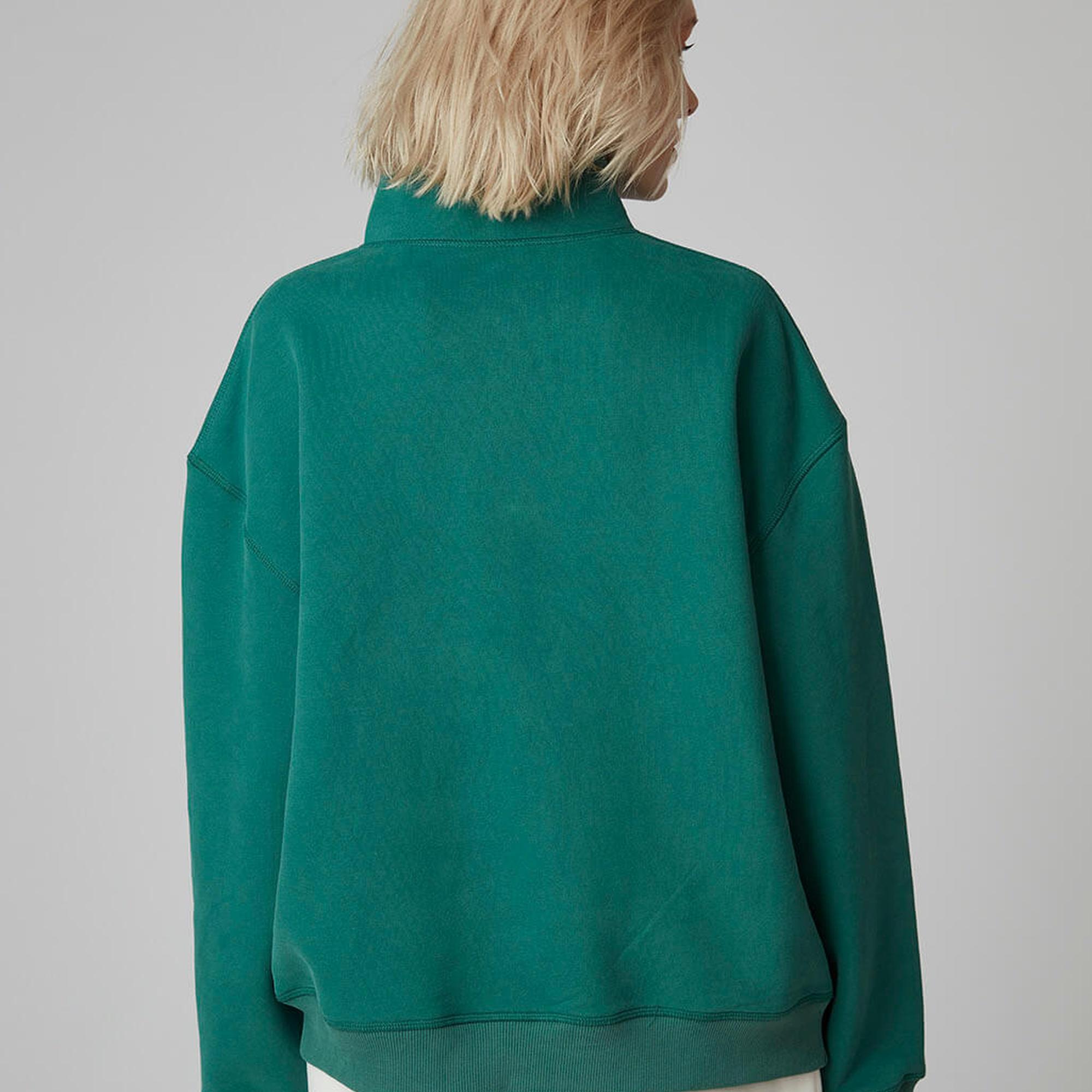 Fermuarlı Dik Yaka Oversize Sweatshirt