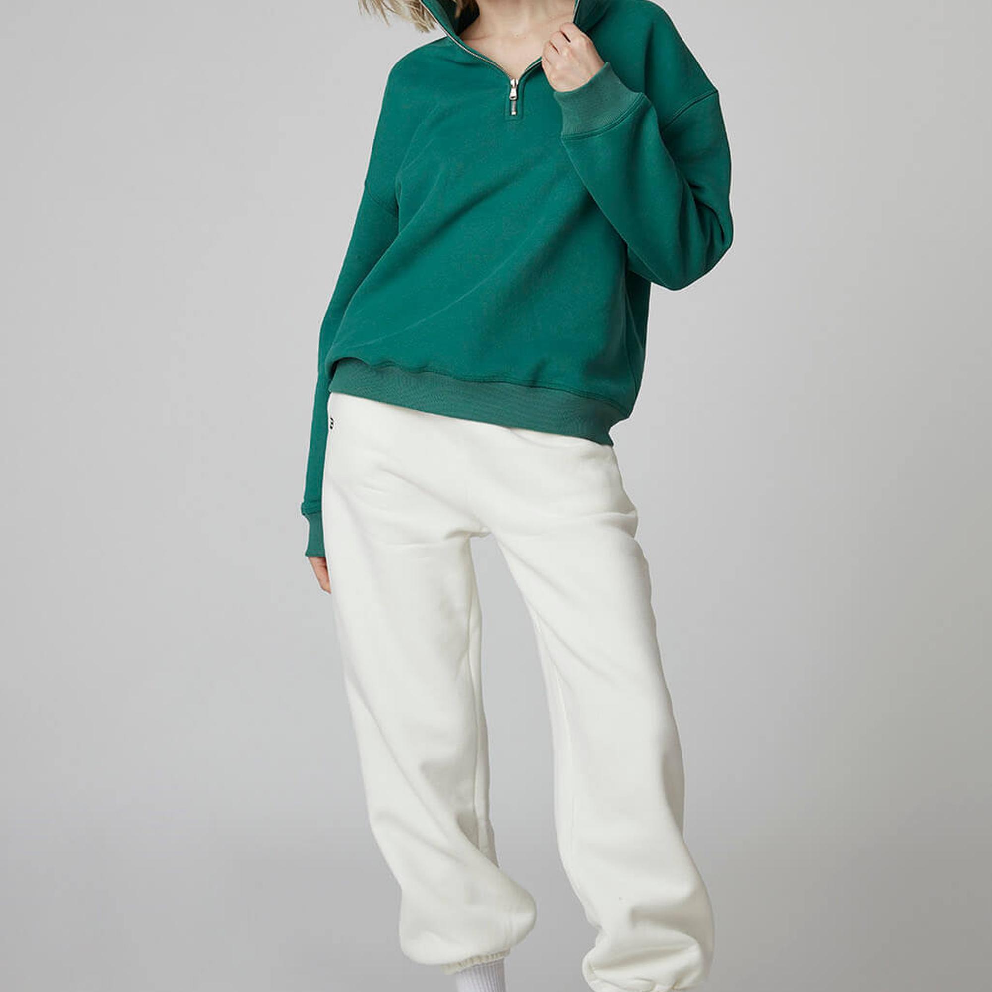 Fermuarlı Dik Yaka Oversize Sweatshirt