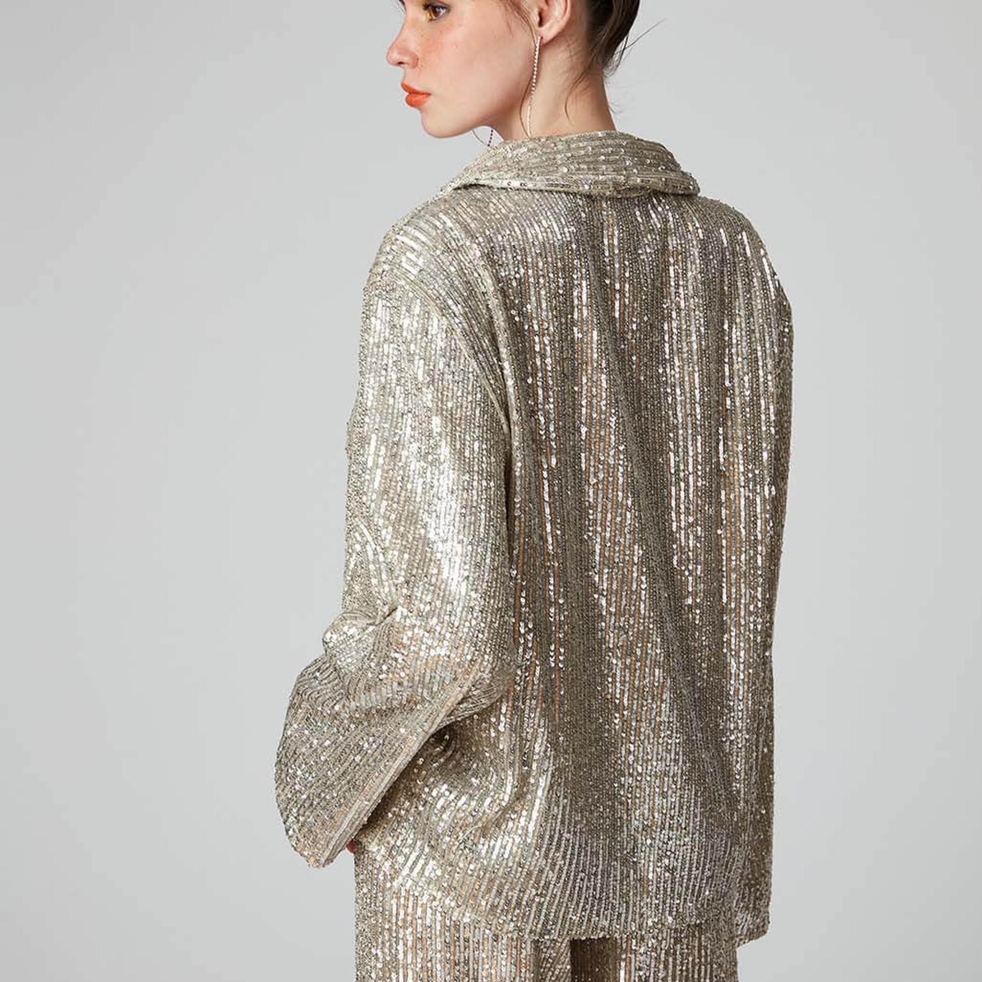 Payetli Oversize Gömlek