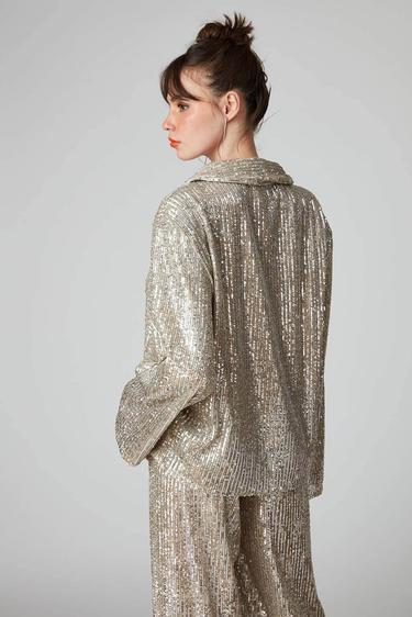  Payetli Oversize Gömlek