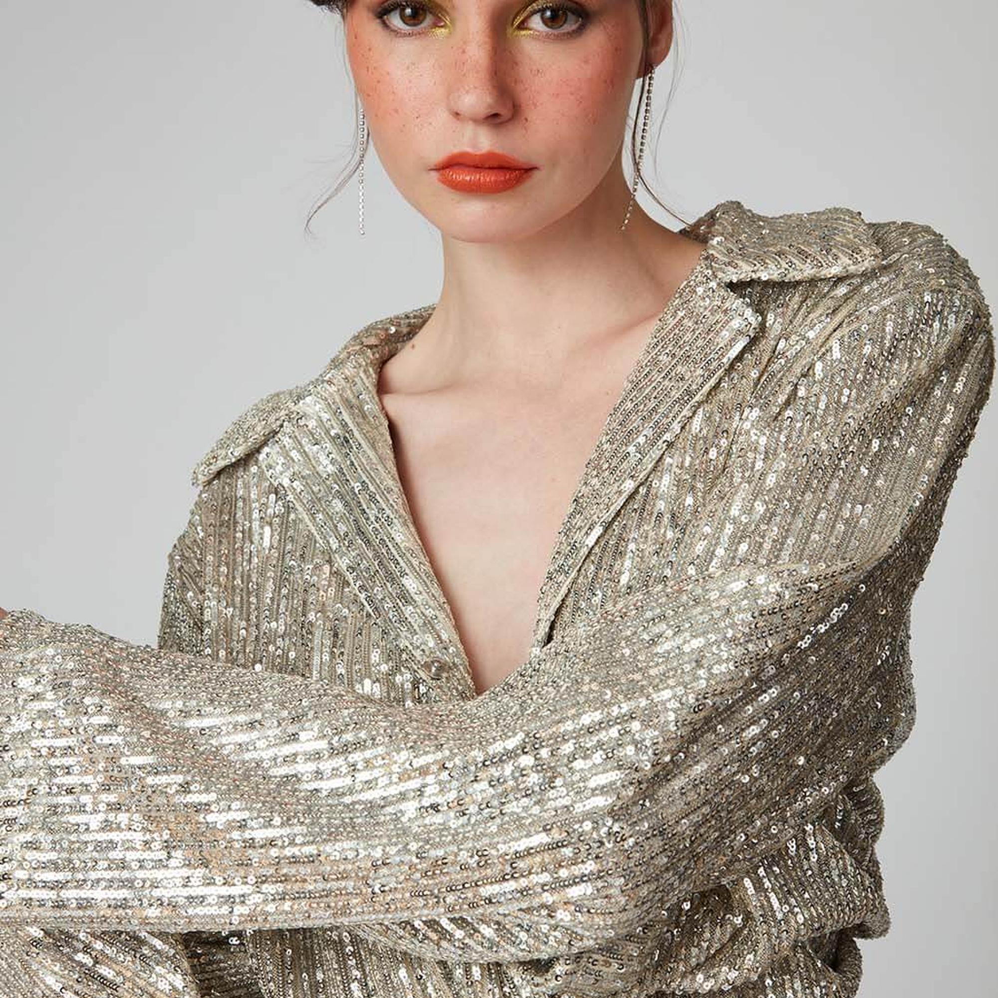 Payetli Oversize Gömlek