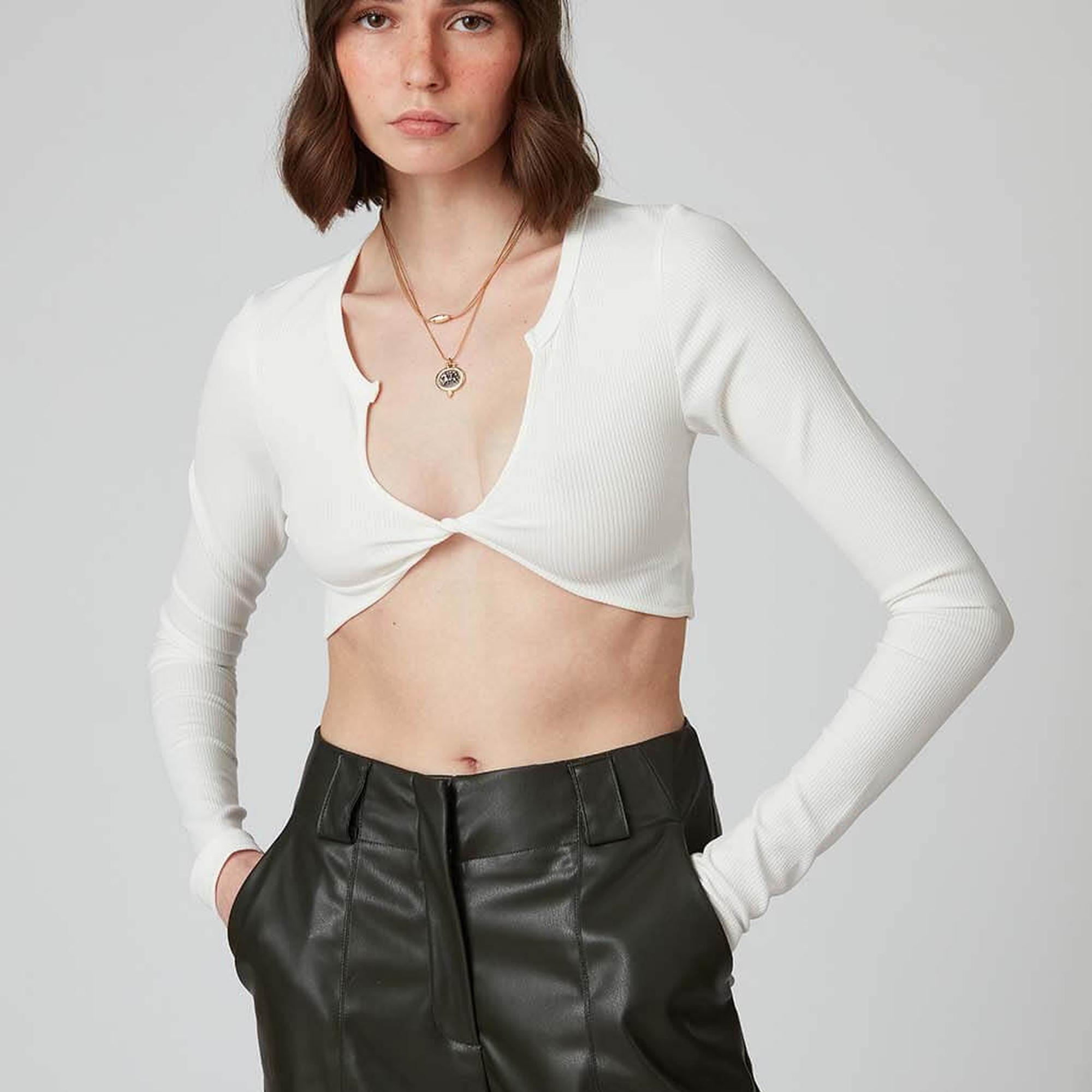 Burgulu Uzun Kollu Croptop