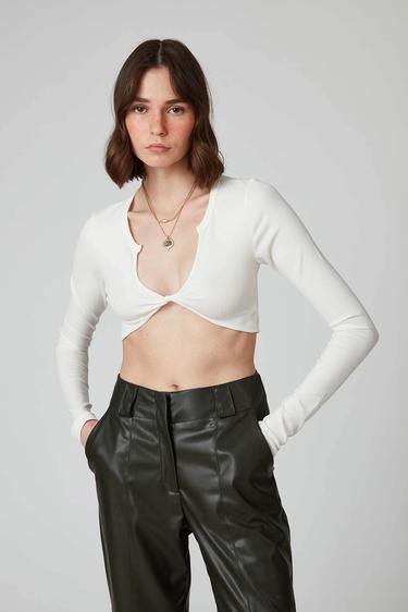  Burgulu Uzun Kollu Croptop