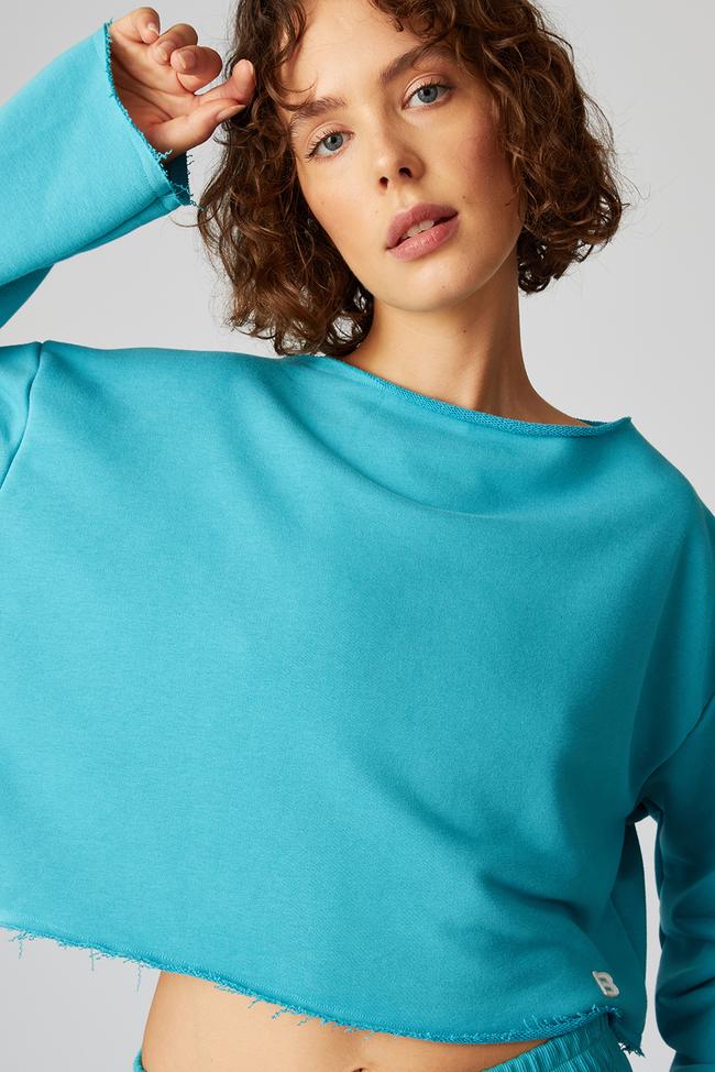  Kayık Yaka Crop Sweatshirt