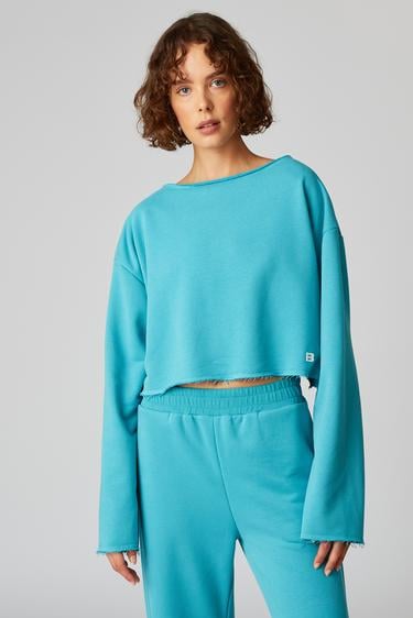  Kayık Yaka Crop Sweatshirt