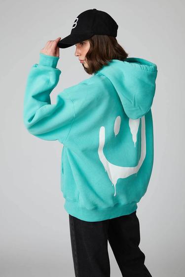  Baskılı Kapşonlu Sweatshirt