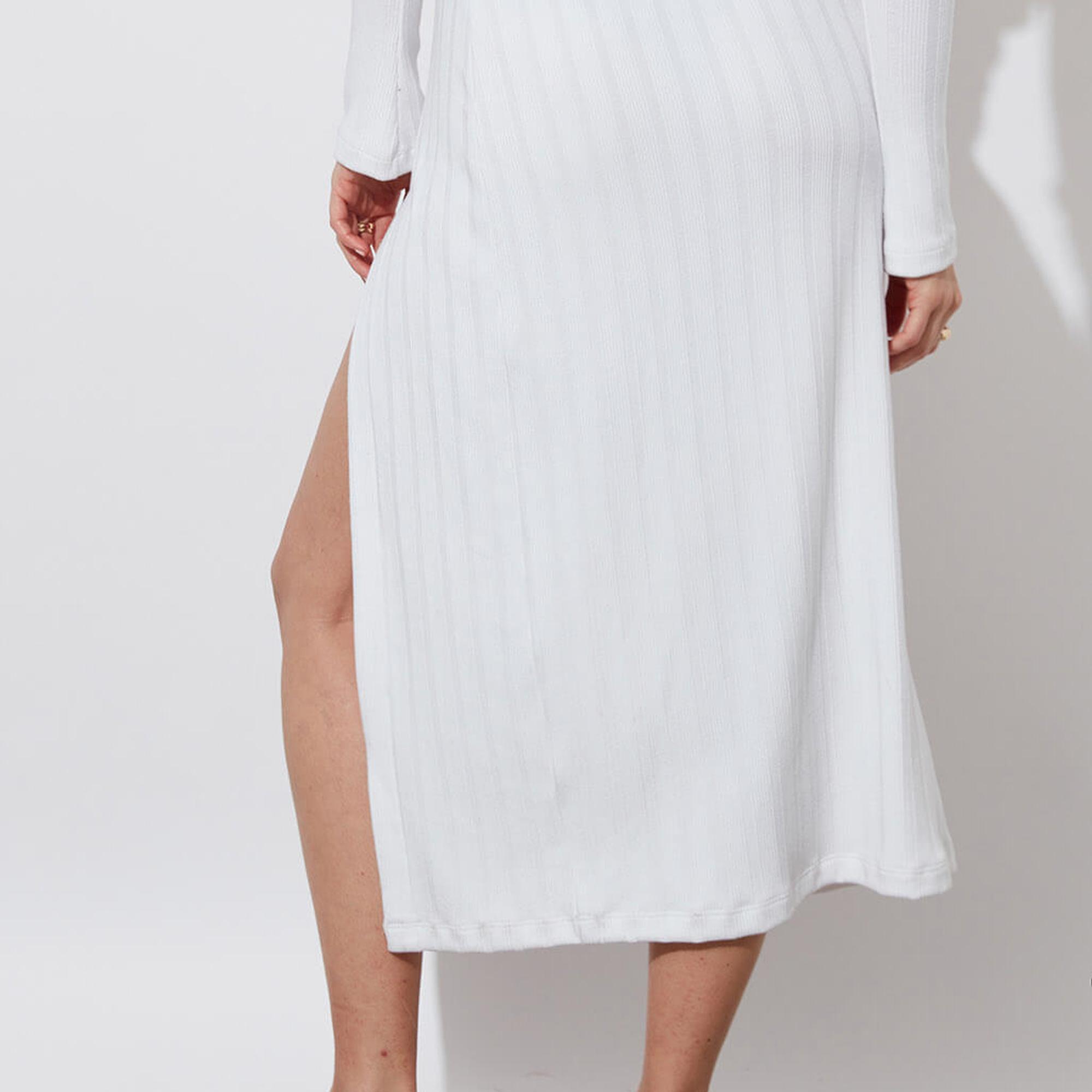 Yırtmaçlı Triko Midi Etek